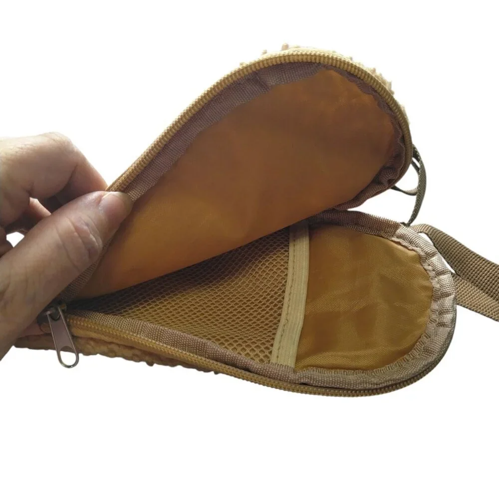 Sherpa Phone Crossbody Bag Purse Zip Around Beige Adjustable Strap Travel